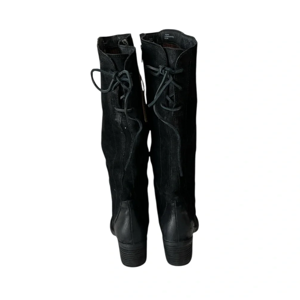 Born Cotto Tall Suede Leather Riding Boots Black Size 9.5 Wide Calf NEW NWT